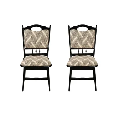 Set 2 scaune living FLANDER, cadru wenge + stofa print 07, 50x48x95 cm