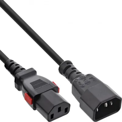 Cablu prelungitor de alimentare C13 lockable la C14 1m, InLine IL16931L