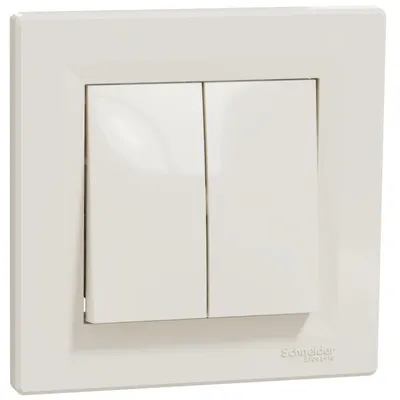 Intrerupator dublu cap scara 10A fara surub Schneider Asfora EPH0600123, crem