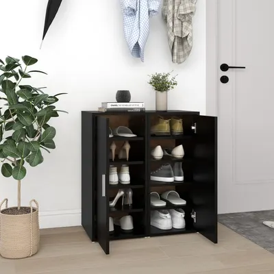 Gossi pantofare, 2 buc., negru, 32x35x70 cm, pal