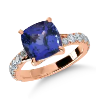 Inel din aur roz cu tanzanit de 4ct si diamante de 0.8ct