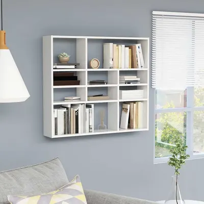 vidaXL Raft de perete, alb, 90x16x78 cm, lemn prelucrat