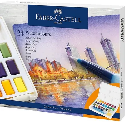 Set de vopsele de acuarelă Faber-Castell - 24 de culori, în cutie