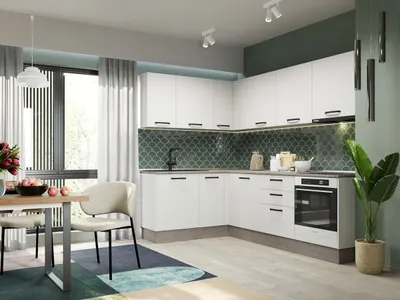 Mobila Bucatarie Elva Colt 166.6 x 241.6 cm Alb Perlat - Configuratia 27