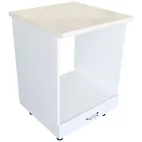 Corp pentru cuptor incorporabil cu sertar Zebra, Alb/MDF Alb lucios, cu blat Travertin, 60 x 85 x 60 cm