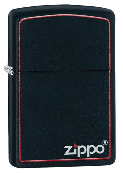 Bricheta Zippo Black Matte, neagra cu margine rosie