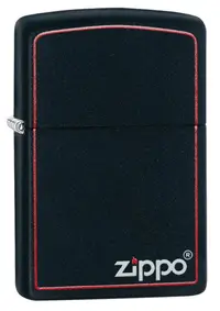 Bricheta Zippo Black Matte, neagra cu margine rosie