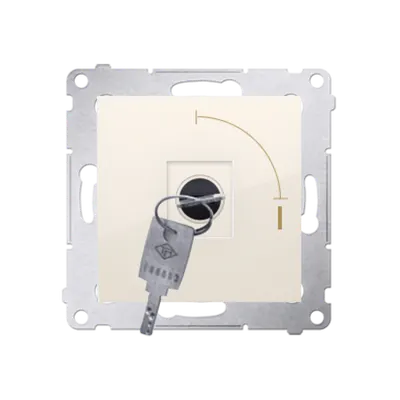Comutator cu cheie 2 pozitii 0-I, butt N/O, 5A, 250V, cheia se poate scoate in orice pozitie, crem
