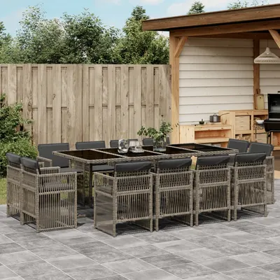 Gossi set mobilier de gradina cu perne, 13 piese, gri, poliratan
