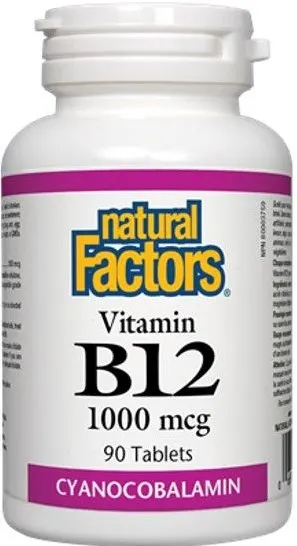 Vitamin B12 Cyanocobalamin, 1000 mcg, 90 tablete, Natural Factors