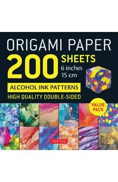 Origami Paper 200 Sheets Alcohol Ink Patterns 6 (15 CM): Tuttle Origami Paper: Double-Sided Origami Sheets Printed with 12 Designs (Instructions for 5