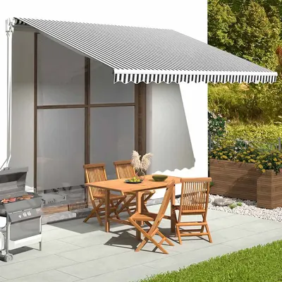 vidaXL Pânză de rezervă copertină, antracit și alb, 380x345 cm, poliester