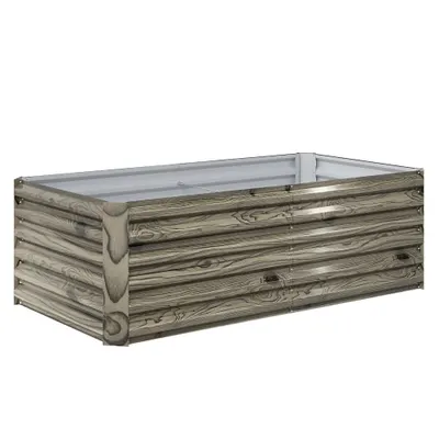 Outsunny Jardinieră mare dreptunghiulară din oțel galvanizat pentru terasă cu bază deschisă 180x90x57,5 cm Natural | Aosom Romania