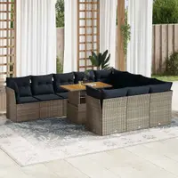 Gossi set canapele de gradina cu perne, 11 piese, gri, poliratan