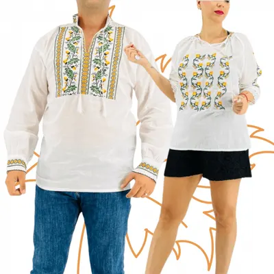 Set Traditional Cuplu 402 Camasi traditionale cu broderie