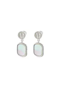Cercei din otel inoxidabil cu Mother of Pearl - Verde pal/Roz/Argintiu