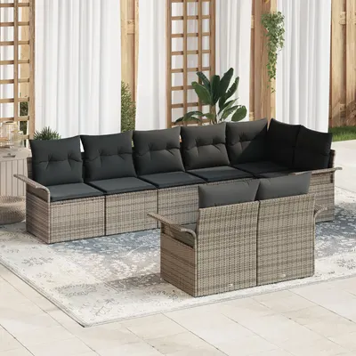 Gossi set de canapea de gradina cu perne gri din poliratan