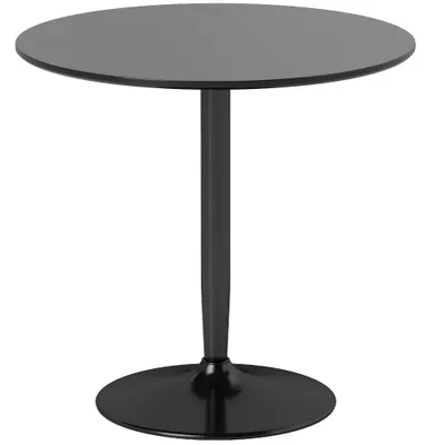 HOMCOM Masă pentru 2 persoane, blat rotund Ø80 cm, MDF și oțel, antiderapant, Negru, 75H cm | Aosom Romania