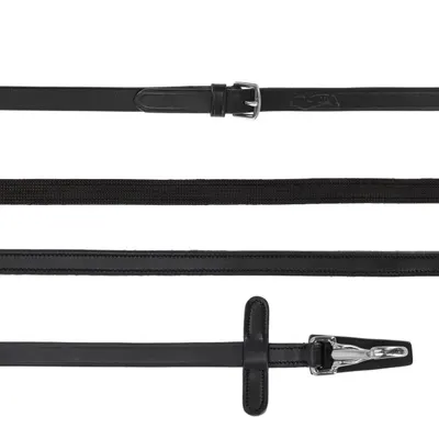 QHP Teugel eenzijdig anti-slip met clip - Zwart (Pony)