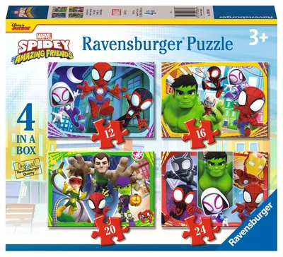 Puzzle Ravensburger din 24 piese 4 în 1 - Spidey și prietenii săi minunați