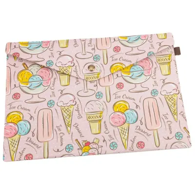Plic textil cu capsă magnetică - model inghetata roz - 33x23.5cm - Default Title