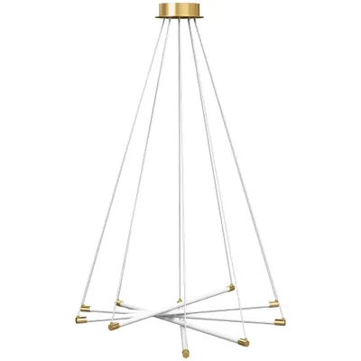 HOMCOM Lampă de tavan LED, 50 W, 5 tuburi de lumină ajustabile, reglabilă, corp de iluminat pentru living, sufragerie, bucătărie, Auriu+Alb | Aosom Romania