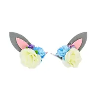 Set 2 clame Zooky urechiușe trandafiri albi cu albastru