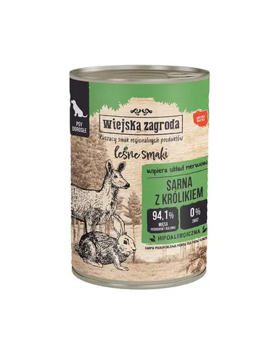 WIEJSKA ZAGRODA Forest Flavours Cerb cu iepure 24x400 g hrana umeda pentru caini adulti