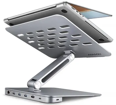 Suport pentru laptop și hub AXAGON - HMC-STND, 10-16'', 7 porturi, argintiu