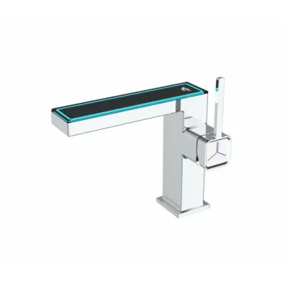 Baterie sanitara moderna, display LED pentru temperatura, montare pe un singur orificiu
