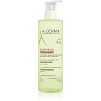 A-Derma Exomega Control 2 in 1 emollient cleansing gel gel de duș pentru piele uscata spre atopica 500 ml
