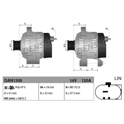 Generator/alternator DENSO DAN1305