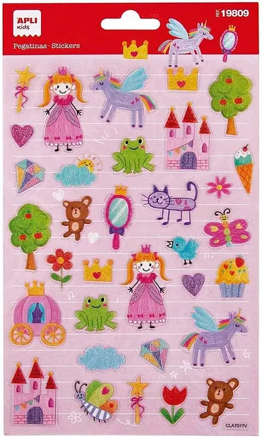 Stickere volumetrice Apli - Desenul unei prințese, 33 buc