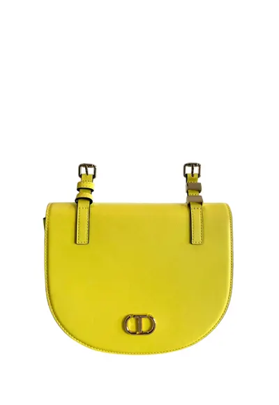 Geanta crossbody din piele ecologica cu bareta detasabila - Galben neon