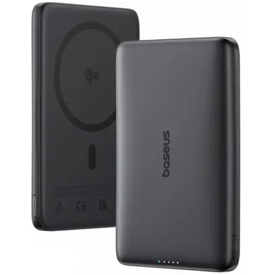 Baterie Externa Wireless Baseus PicoGo AM41, 10000mAh, 27W, PD + FQI, 1 x QI - 1 x USB-C, Neagra E0027201