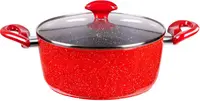 Oală Voltz - V54418A28, cu finisaj de marmură, 6.5 L, 28 cm, roşu