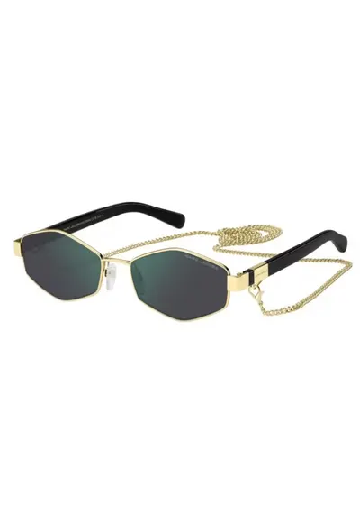 Ochelari de soare hexagonali cu lant detasabil - Auriu