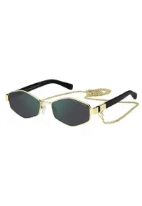 Ochelari de soare hexagonali cu lant detasabil - Auriu/Negru