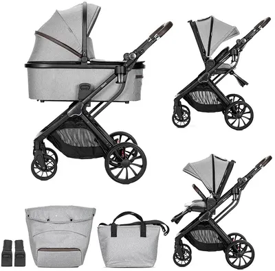 Cărucior pentru bebeluși 2 în 1 Lorelli Premium - Glory, Grey