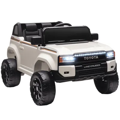 AIYAPLAY Mașină Electrică pentru Copii TOYOTA Land Cruiser 12V cu Telecomandă, Vârsta 3-6 Ani, Alb | Aosom Romania