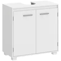 HOMCOM Dulap sub lavoar, mobilier modern independent pentru baie cu decupaj în formă de U, raft reglabil, Alb | Aosom Romania