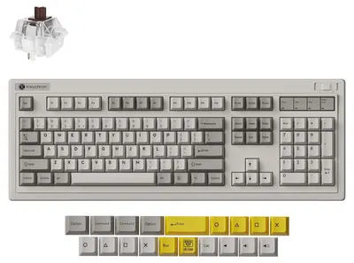 Tastatură mecanică Keychron - R6, wireless, Super Brown switch, RGB, gri