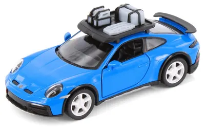 Mașinuță metalică Kinsmart - Porsche 911 GT2 RS, cu portbagaj, 1:36, albastru