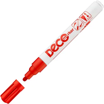 Marker permanent Ico Deco - varf rotund, rosu