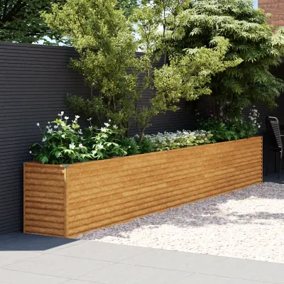vidaXL Pat de grădină înălțat 482x50x69 cm, oțel corten