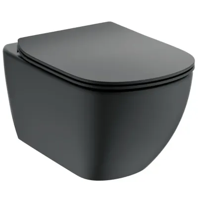 Vas wc suspendat cu capac SoftClose, negru, Aquablade, Ideal Standard Tesi