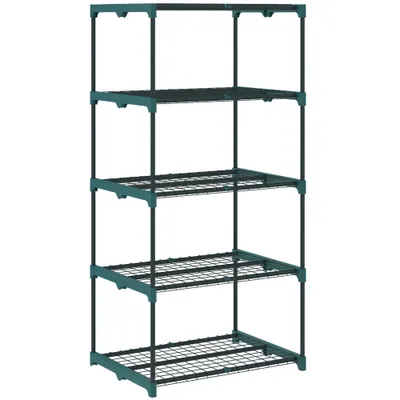 Outsunny Suport pentru Plante Vertical cu 5 Niveluri din Oțel și Plastic, Suport Ghivece pentru Interior și Exterior Grădină Balcon, 67x49x138 cm, Verde Închis | Aosom Romania