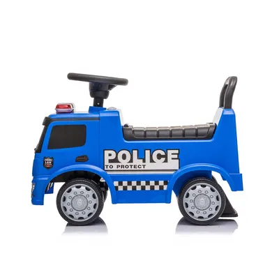 Masinuta pentru copii fara pedale Mercedes Politia Mandelli, recomandata copiilor intre 1 -3 ani, spatiu de depozitare sub scaun, sunete si lumini, greutatea maxima admisa 25 kg