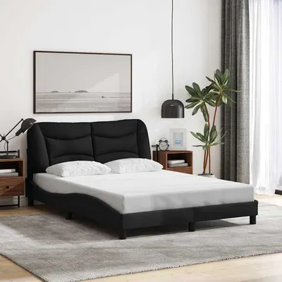 vidaXL Cadru de pat fără saltea, Hvar, negru, 140x200 cm, textil