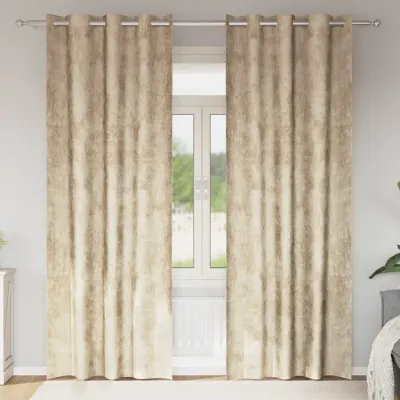 vidaXL Cortine din catifea 2 buc. Crem 245 x 140 cm Catifea
